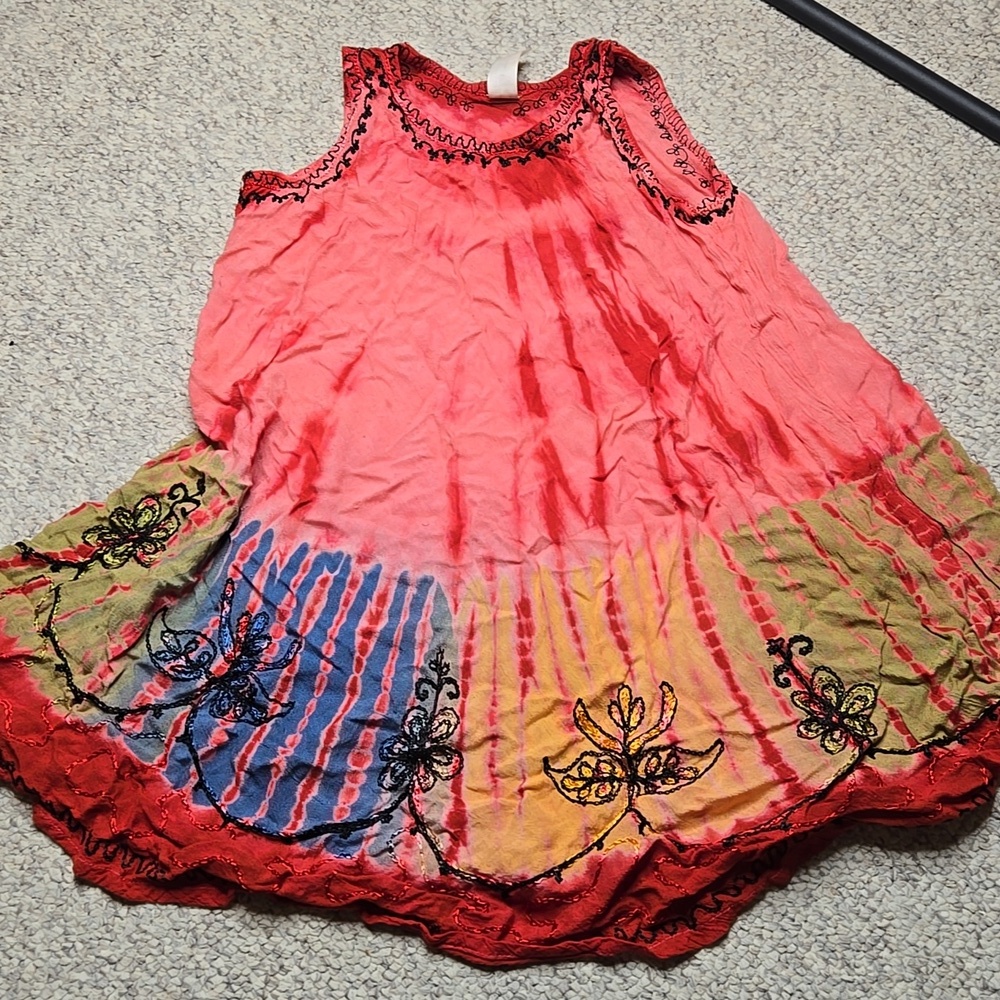 India Boutique Tie Dye Dress with Embroidery